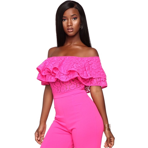 Fashion Nova NWT Layers To This Lady Wide Leg Jumpsuit - Barbie Hot Pink XS - Picture 3 of 8